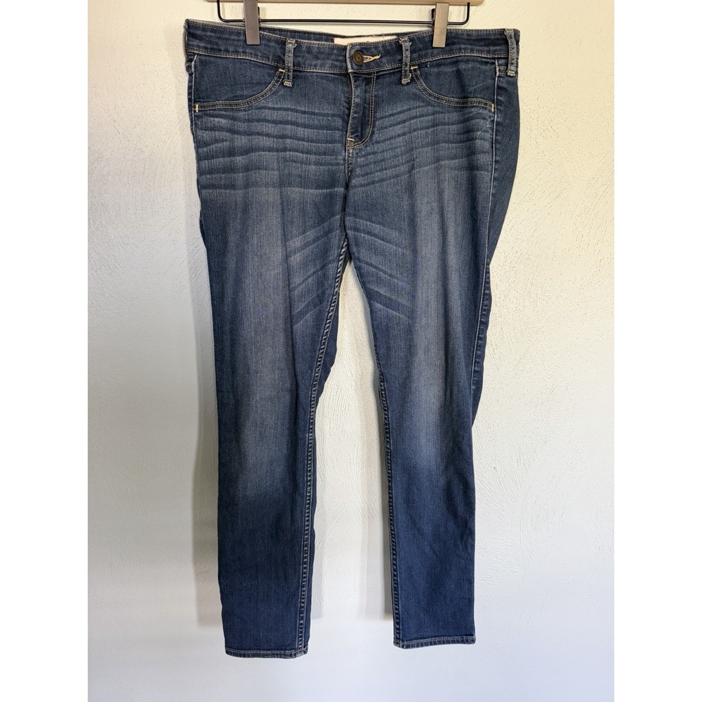 Hollister classic skinny jeans blue wash whiskering detail 9R 29x29 Y2K low rise